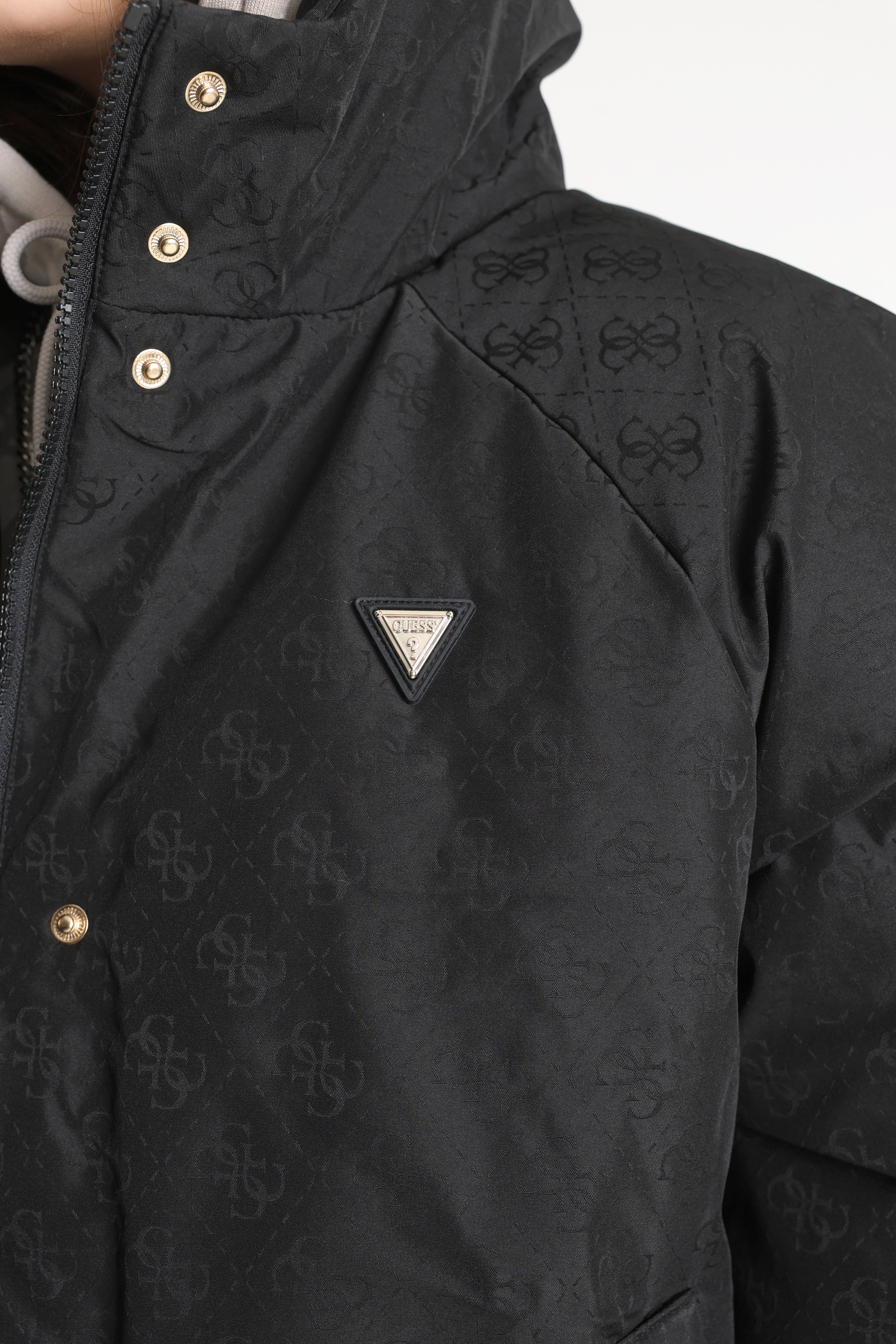 Jacquard puffer jacket - Black