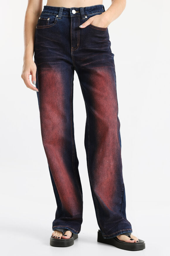 Jeans baggy - bleu foncé + rouge