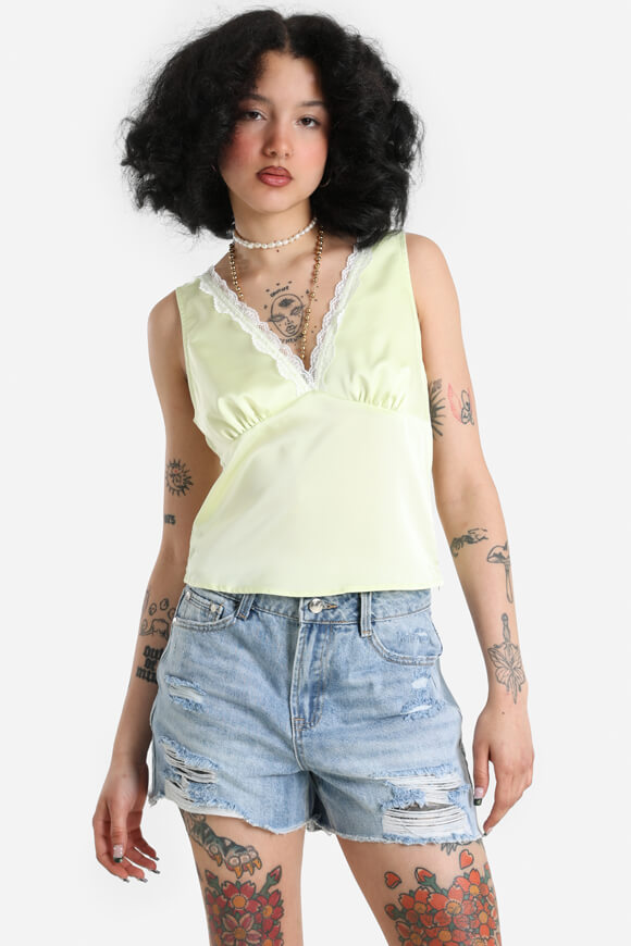 Crop top in raso - giallo