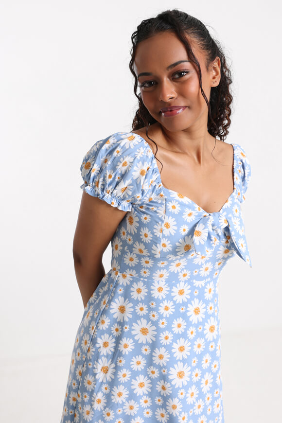 Mini dress - light blue + white