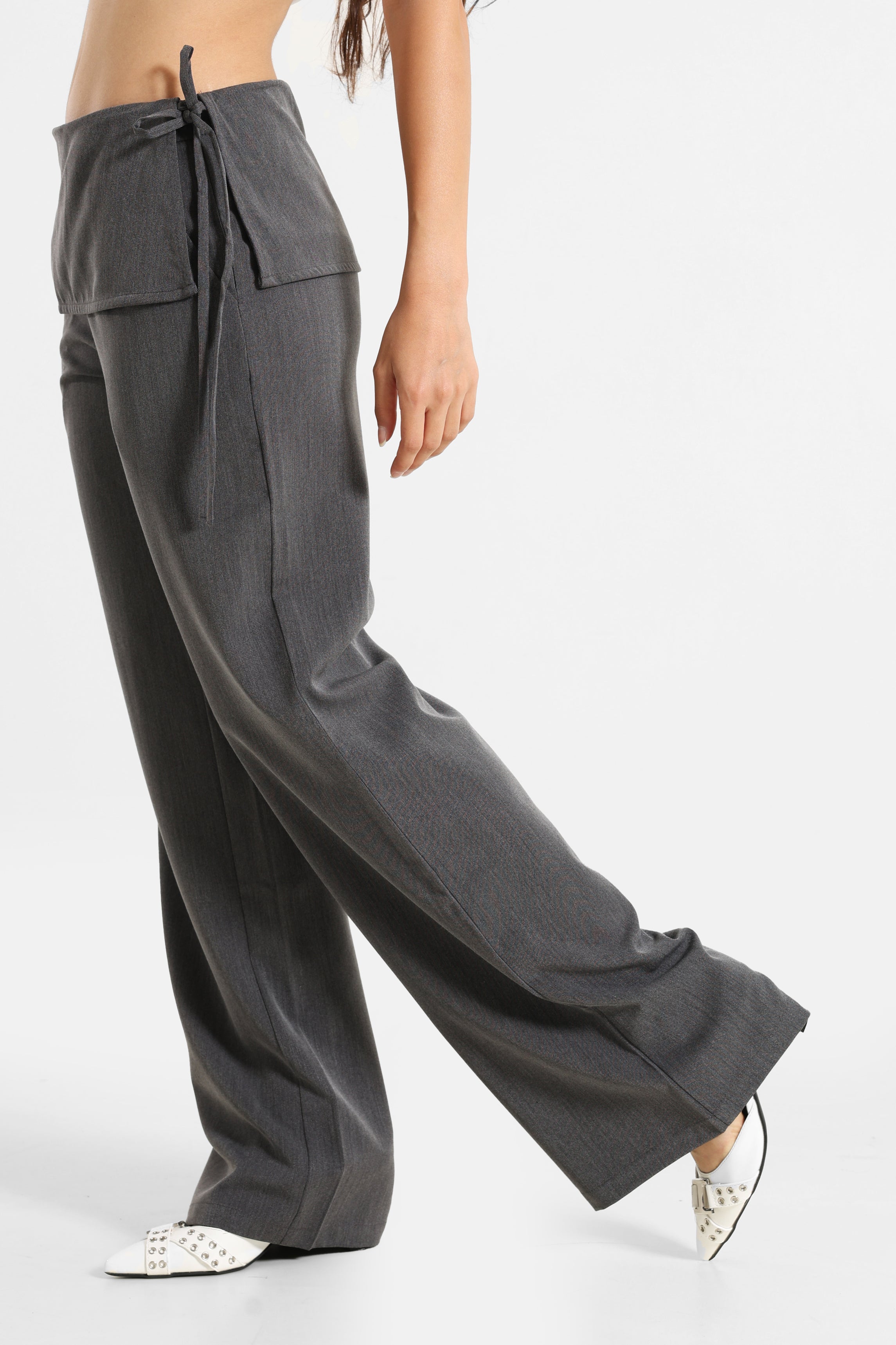Fabric trousers with scarf - Dark Heather Grey