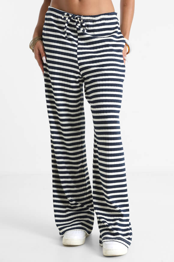 Pantalon en maille large - bleu marine + blanc cassé