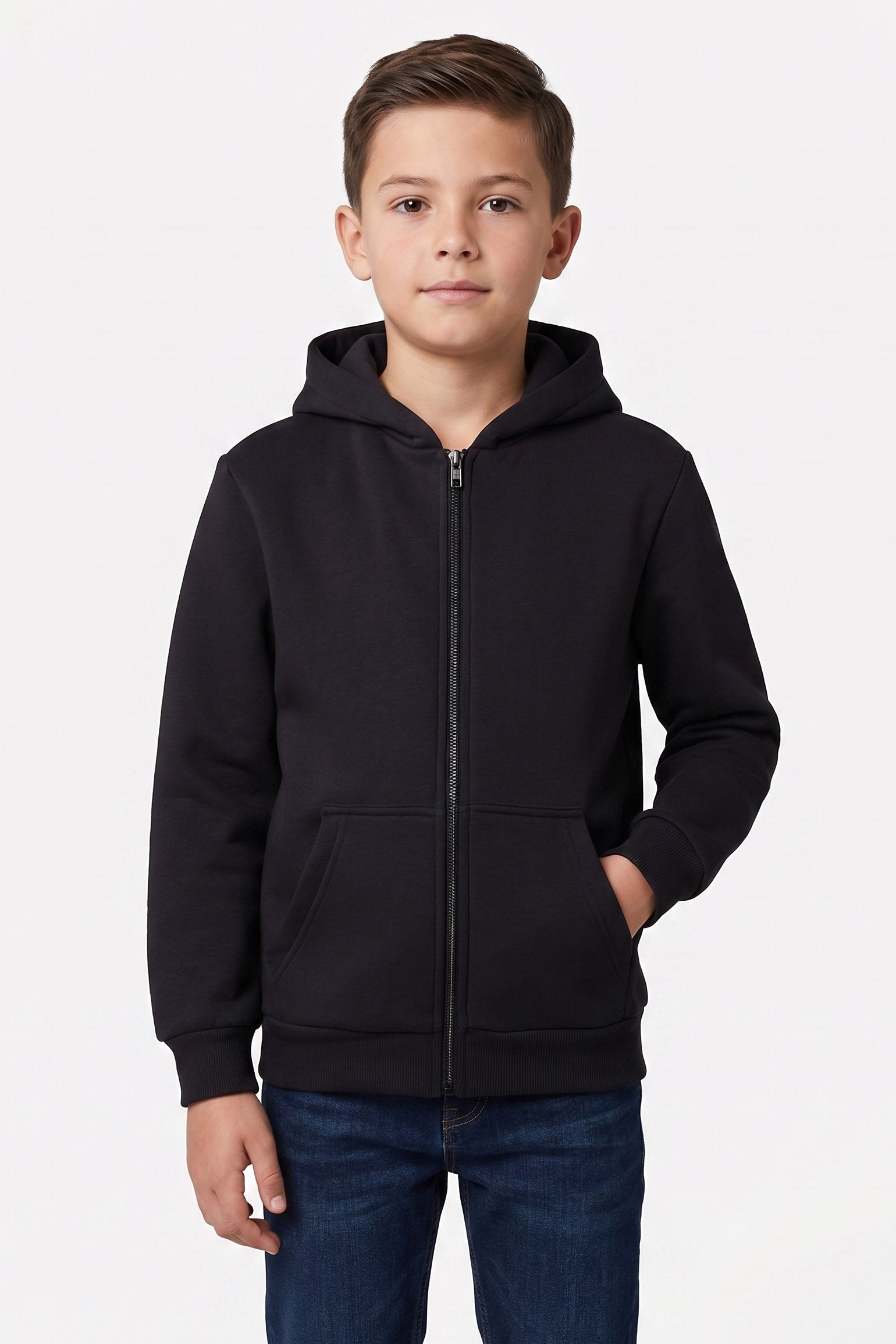 Fluffy Kapuzensweatjacke - Black