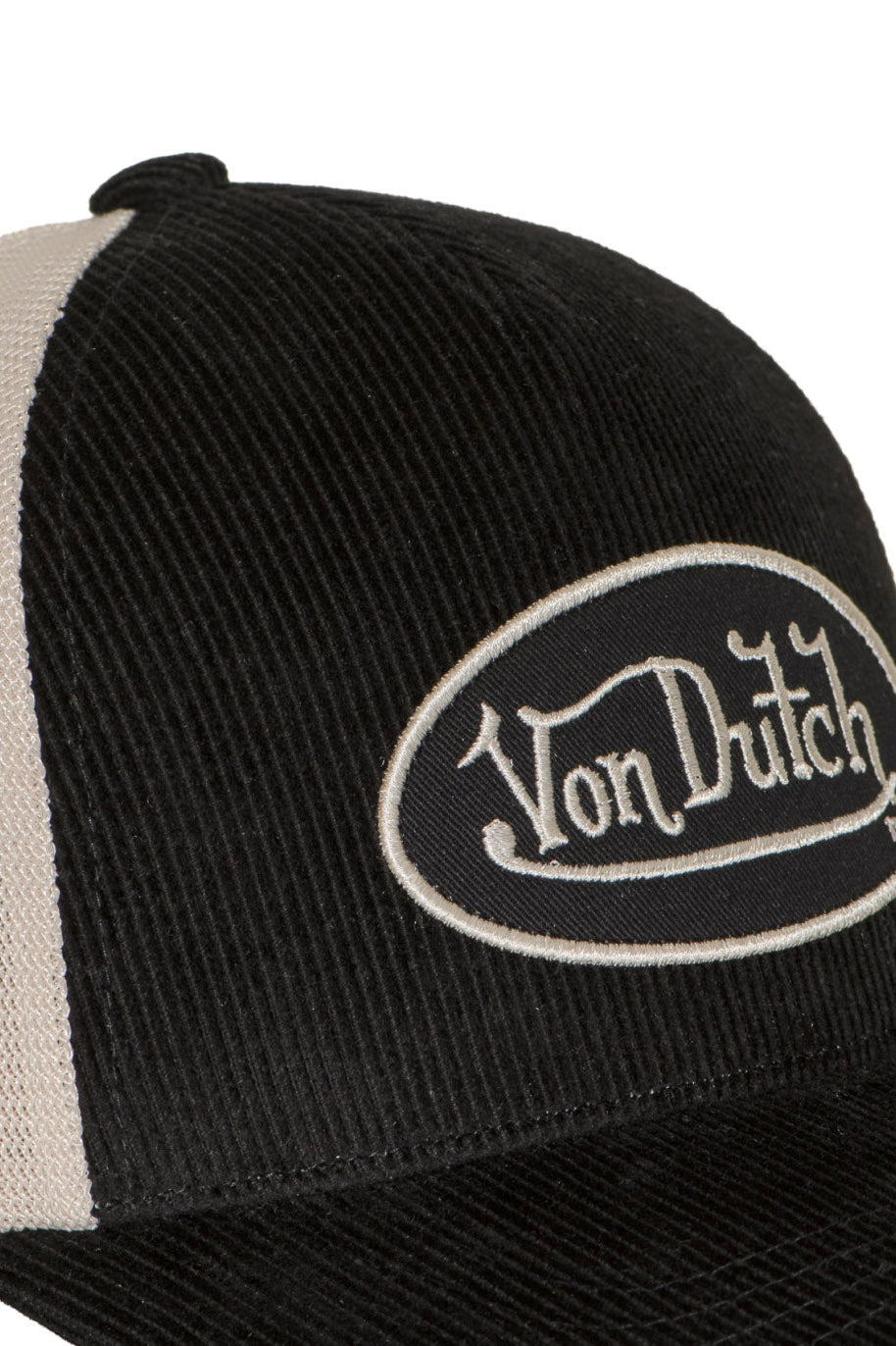 Corduroy trucker cap / strapback - Black + Beige