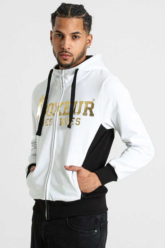 Kapuzensweatjacke - White + Black