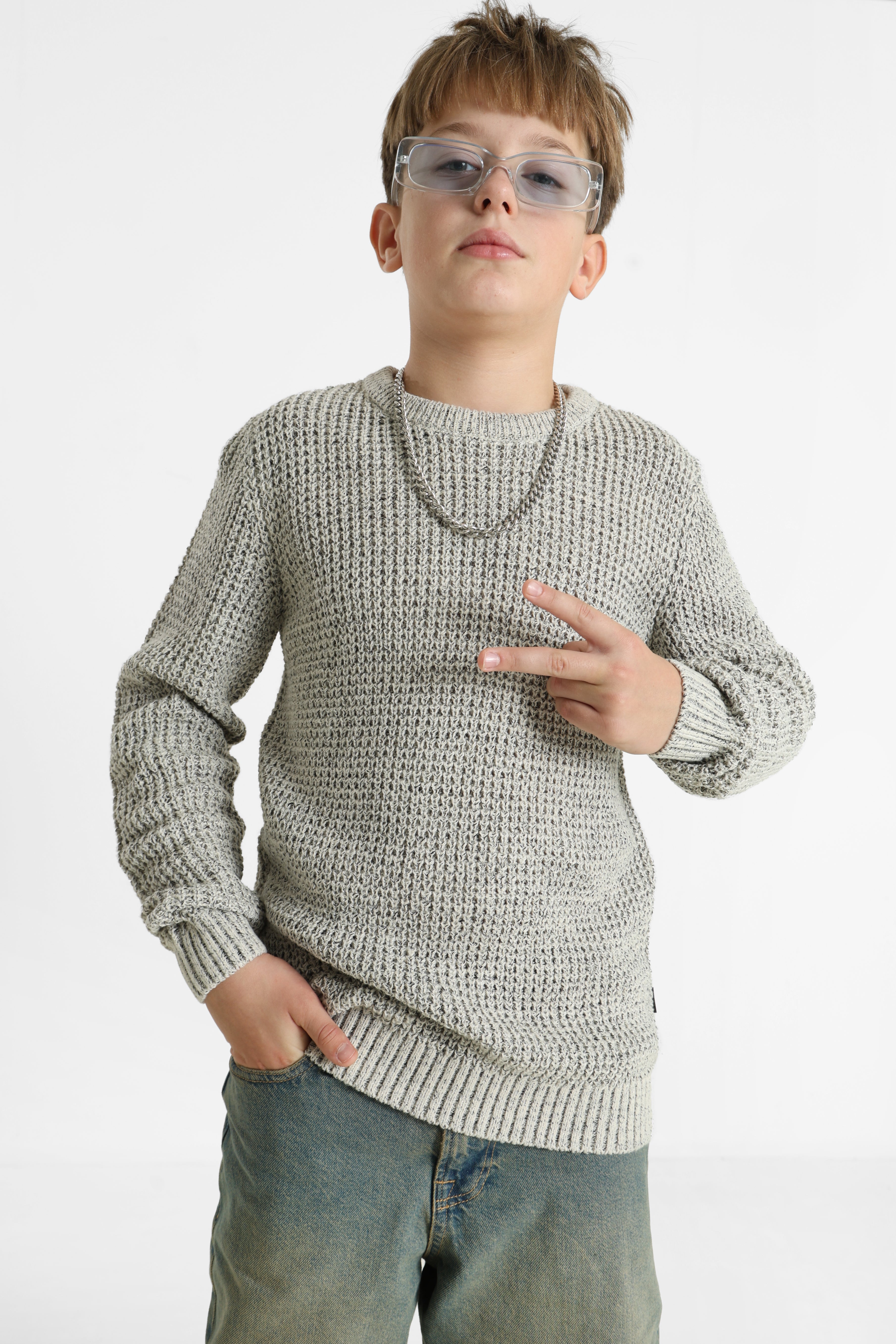 JJGLOBAL - Maglione lavorato a maglia - Raggio di luna