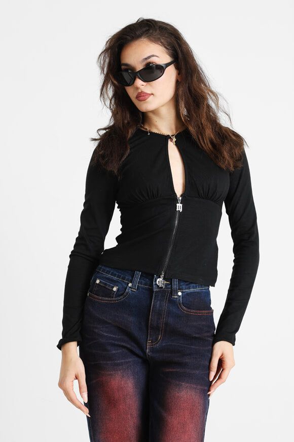 T-shirt à manches longues Crop - Noir