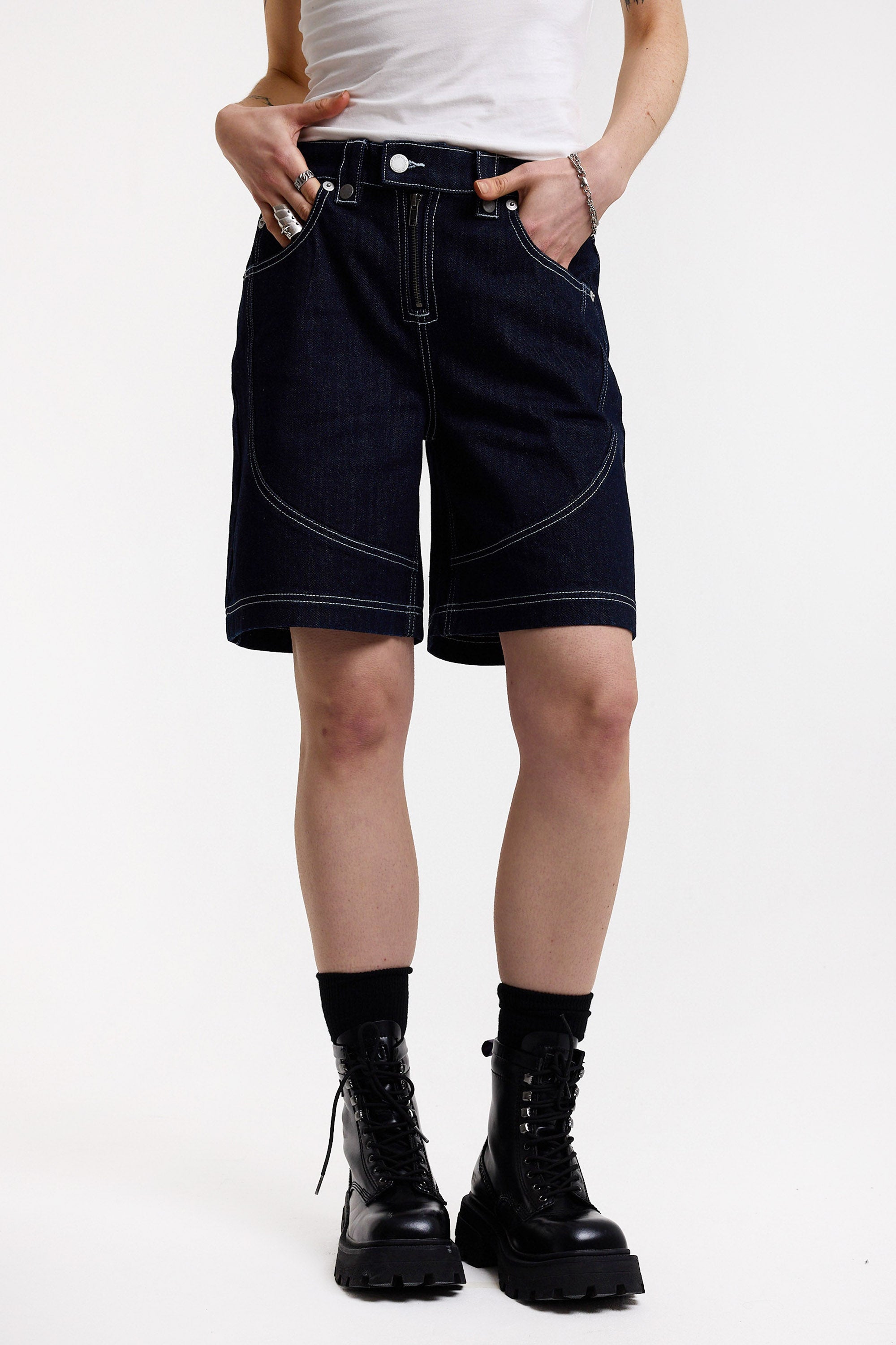 Kid Jeans Bermudashorts - Dark Indigo Wash