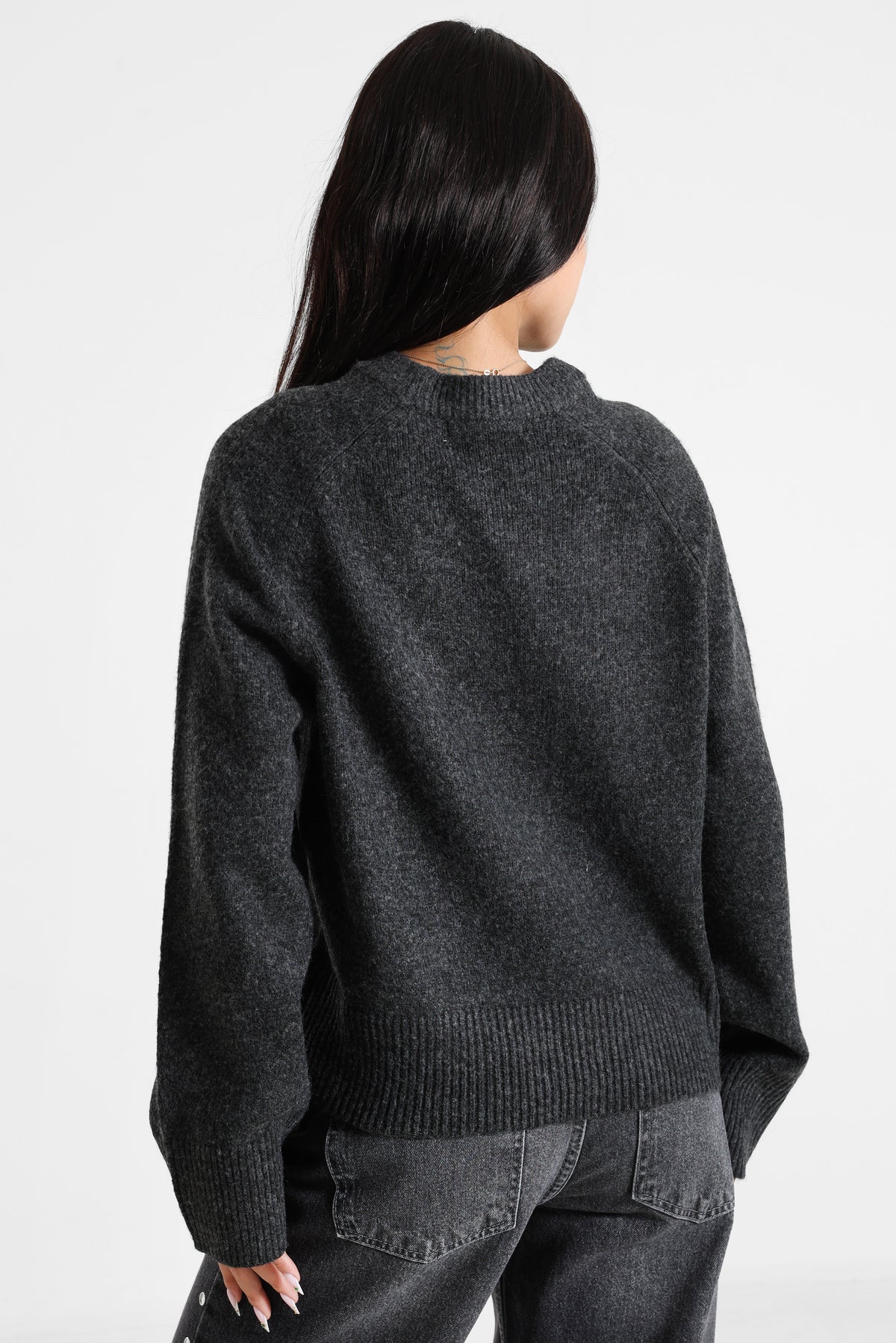Maglione ampio in maglia - Anthracite chiné