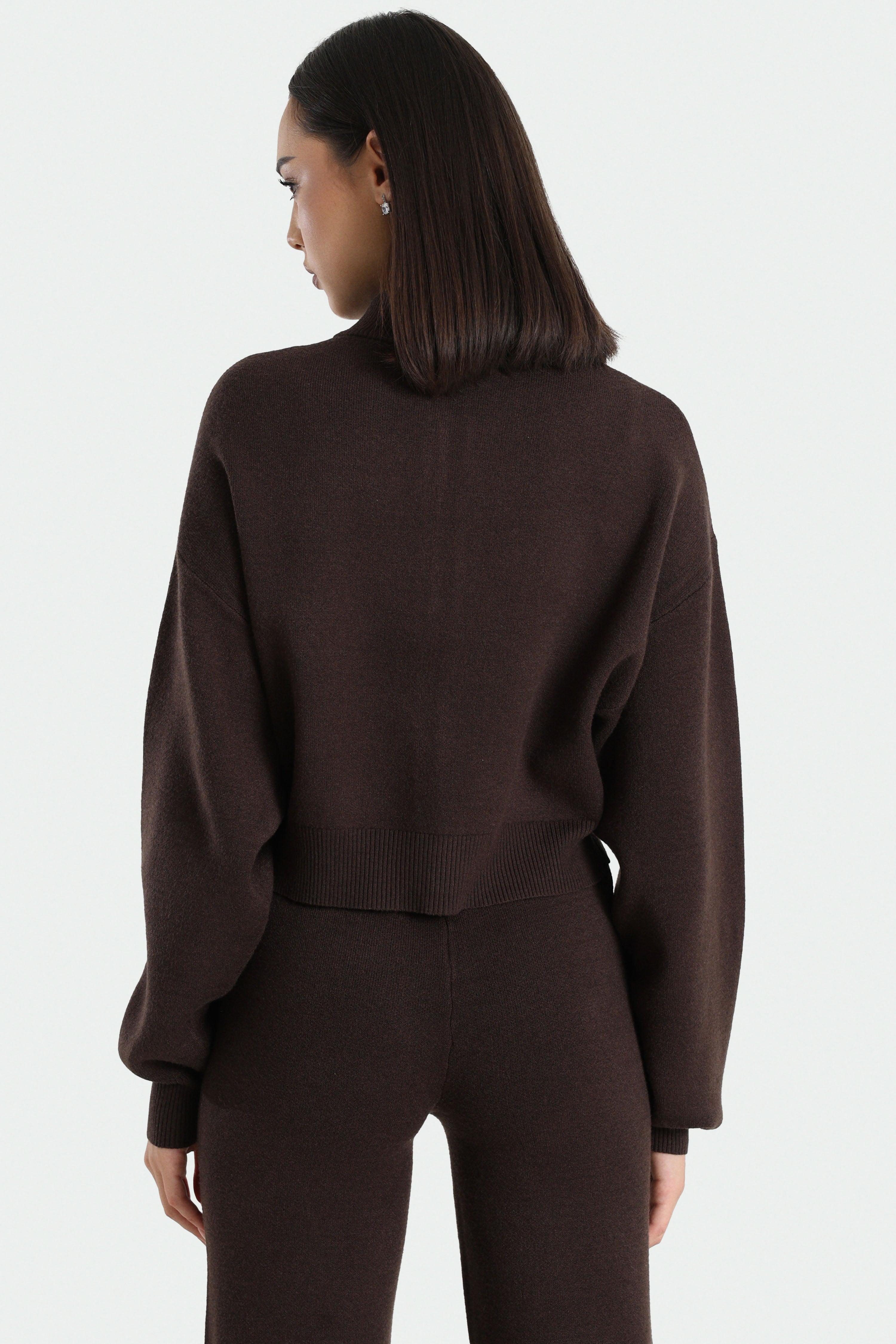 Jaquette en tricot - Brun foncé