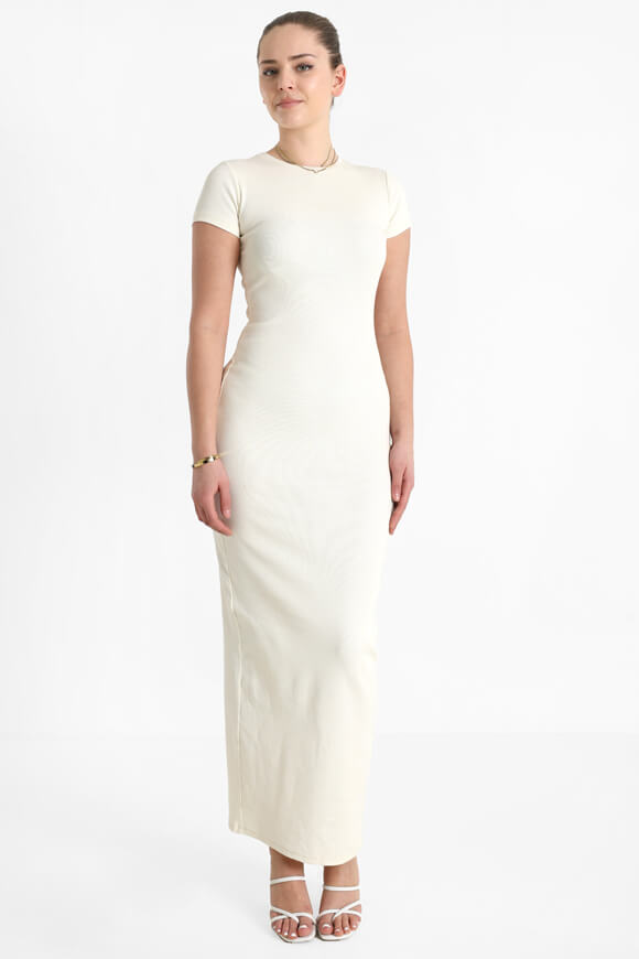 Robe maxi côtelée - Crème