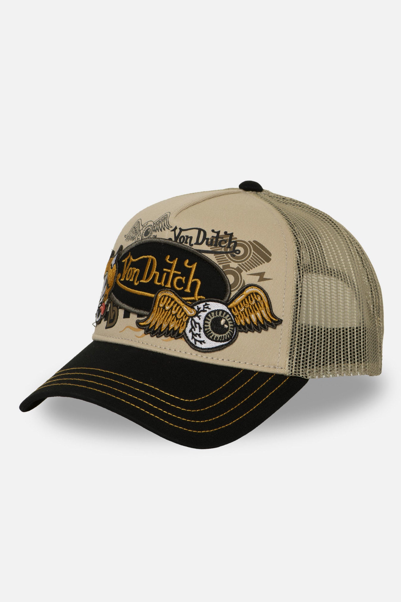 Trucker Cap / Snapback - Beige + Black