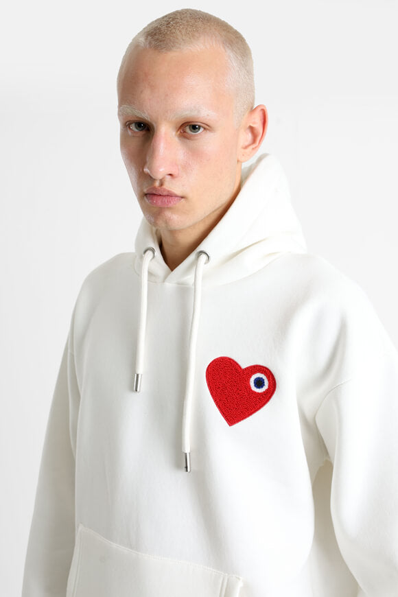 Felpa con cappuccio Heart - Offwhite + Red