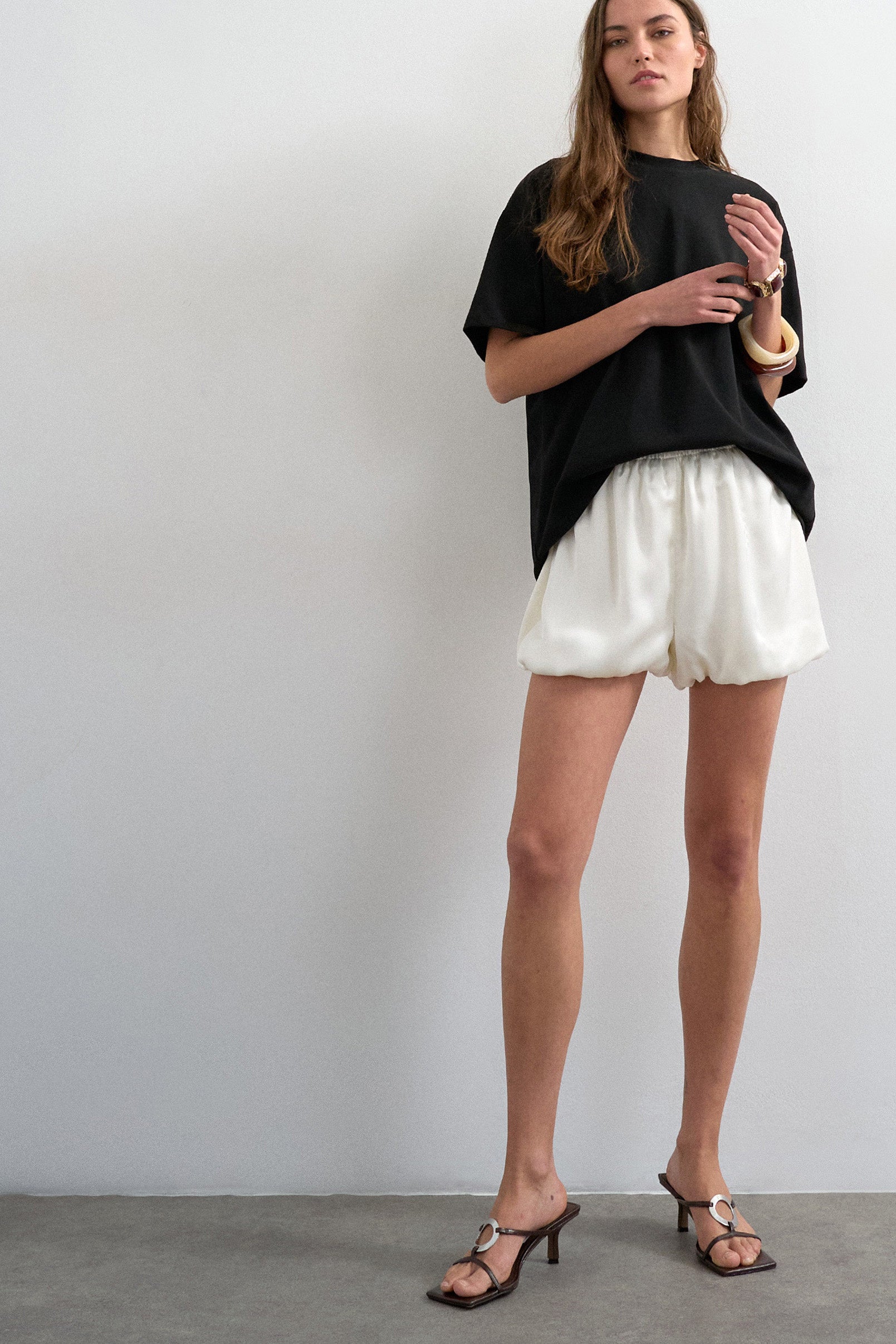 TSCASSO Satin-Ballonshorts - Pearled Ivory
