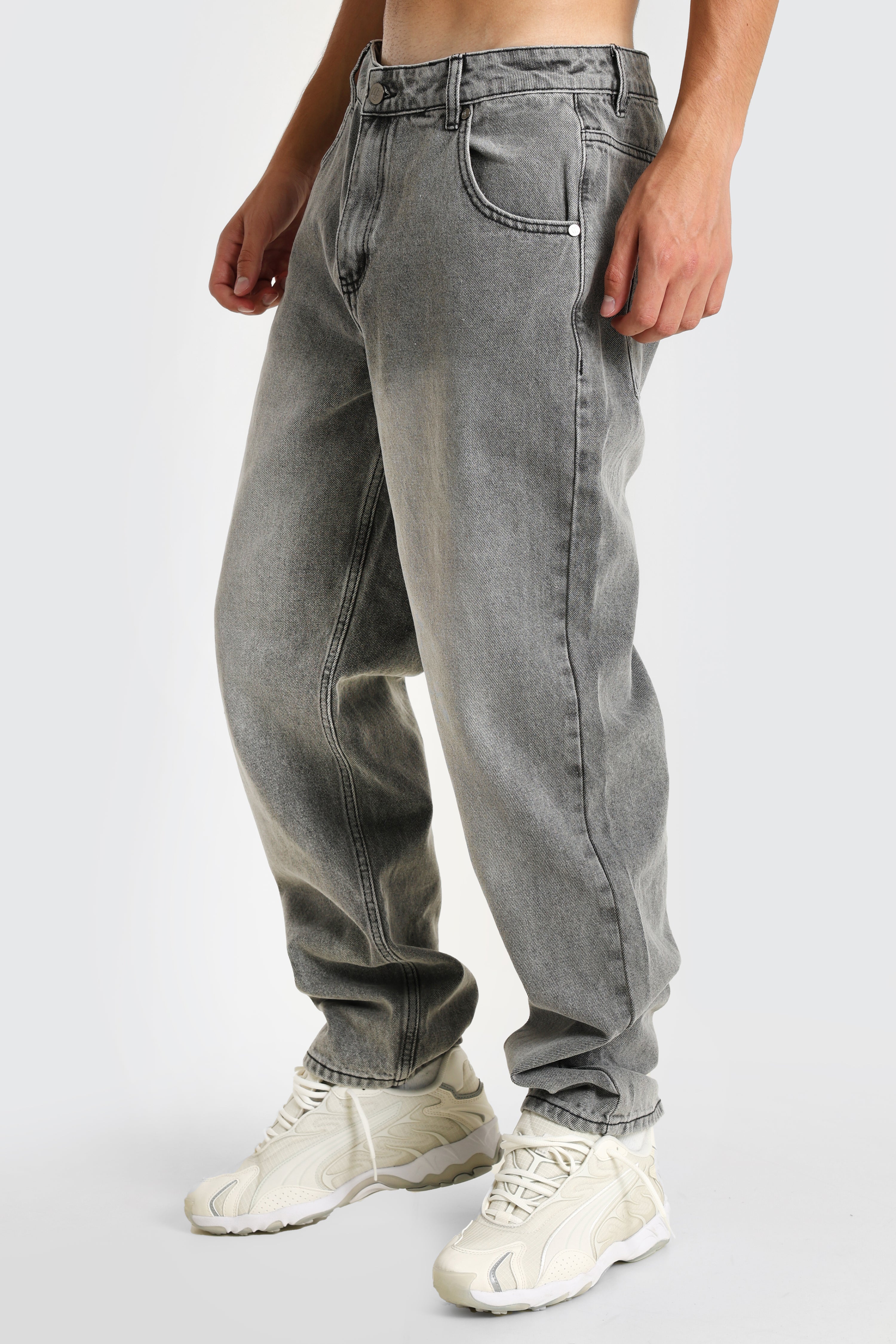 Straight Fit Jeans - Gewaschen Schwarz
