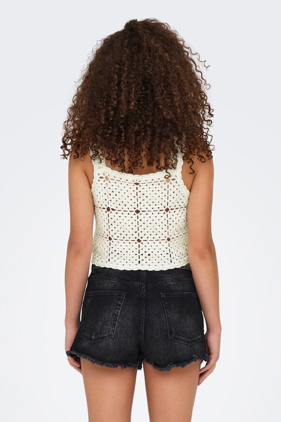 ONLAMARI Crochet Crop Top - Egret
