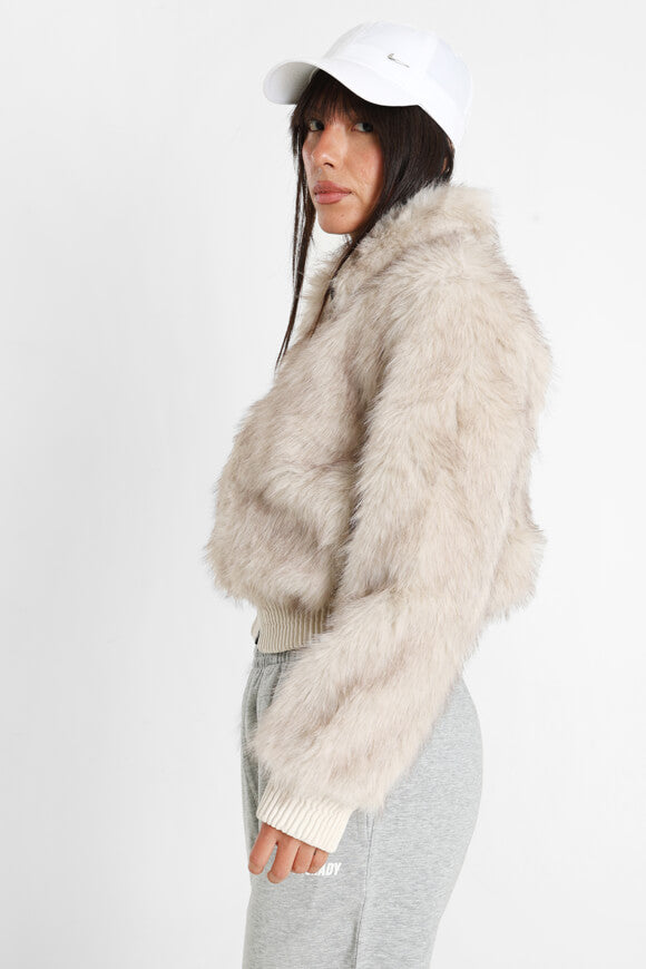 Giacca in pelliccia sintetica - beige chiaro + marrone