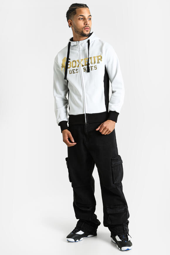 Kapuzensweatjacke - White + Black