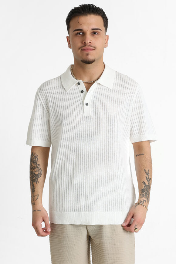 JPRBLAKIAN knitted polo shirt - Cloud Dancer
