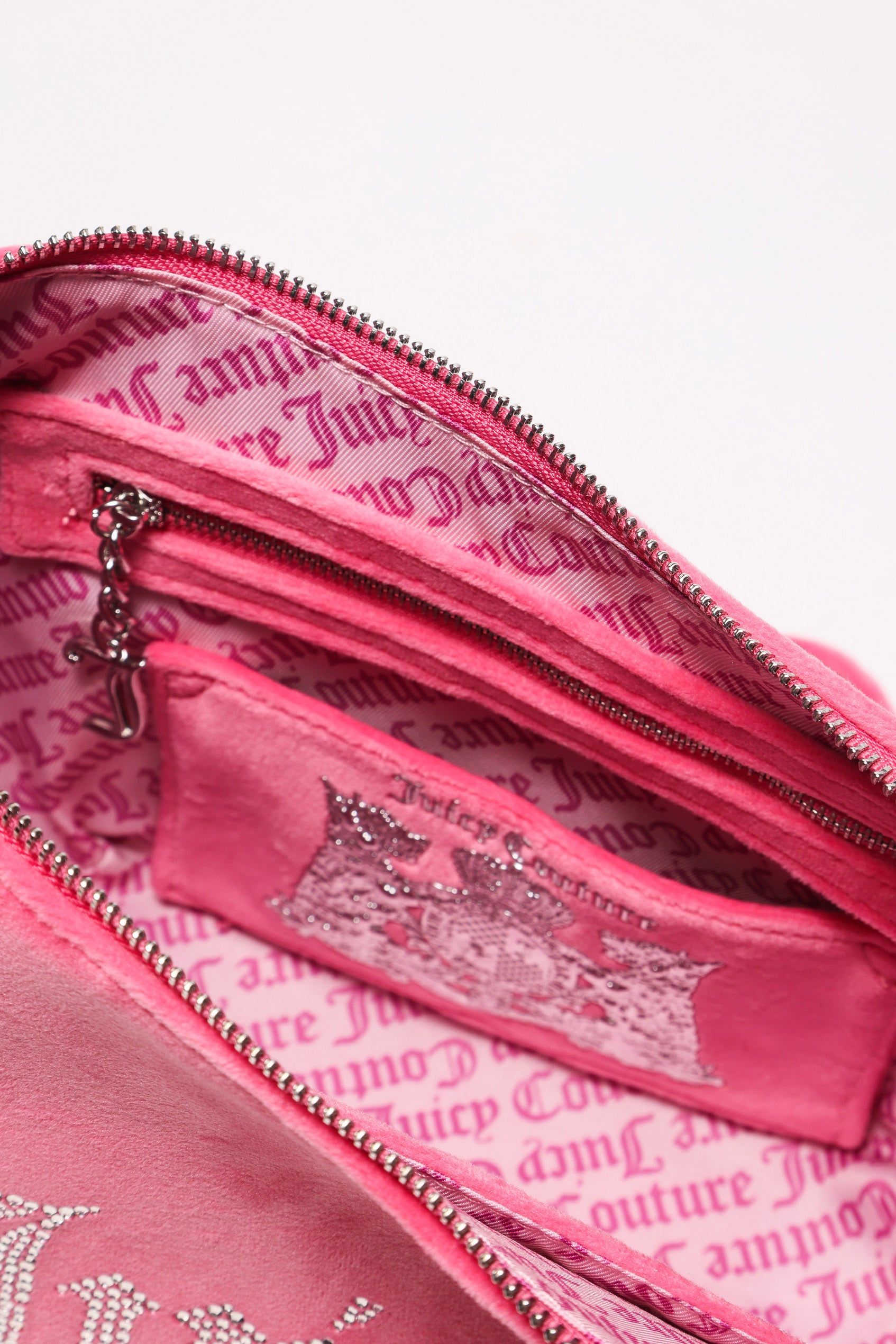 Kimberly Samt Hand- / Umhängetasche - Super Pink