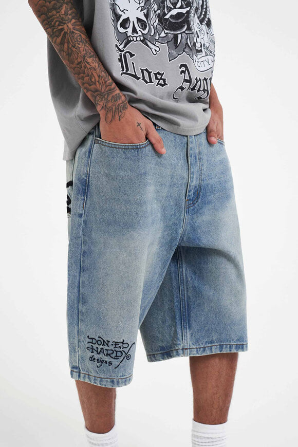 Pantaloncini skater in denim - denim blu