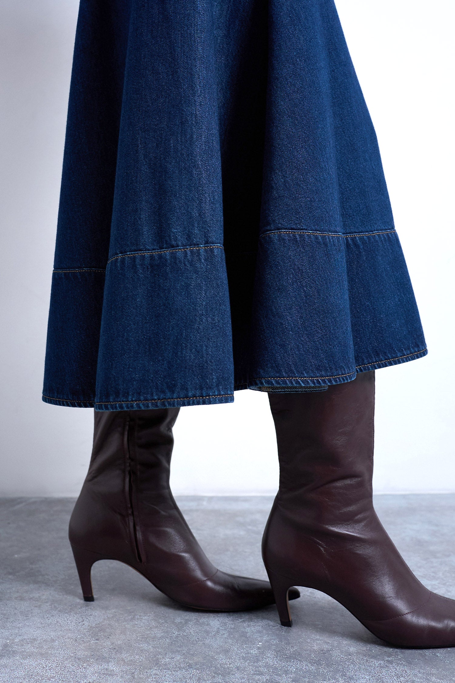 TSLEAH Maxi Jeansrock - Dark Blue Denim