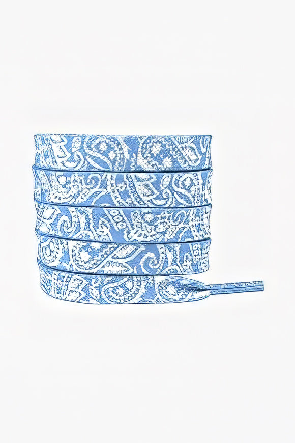 Lacets plats 150 cm - Light Blue + White