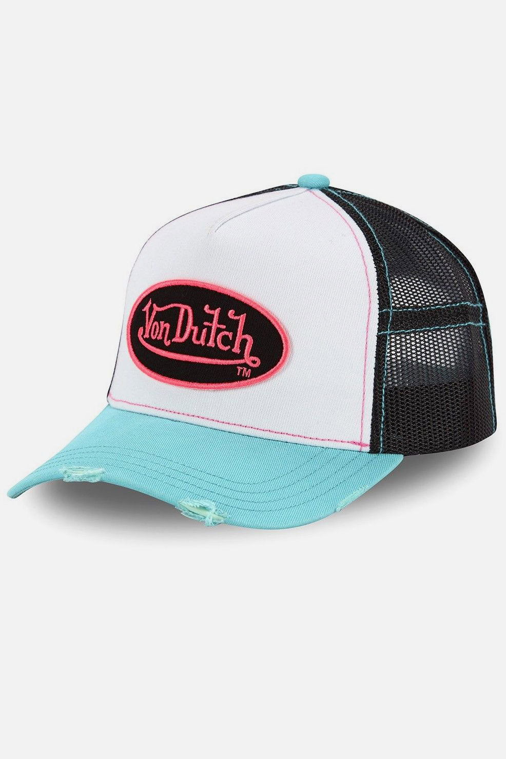 Trucker Cap / Snapback - White + Black + Turquoise