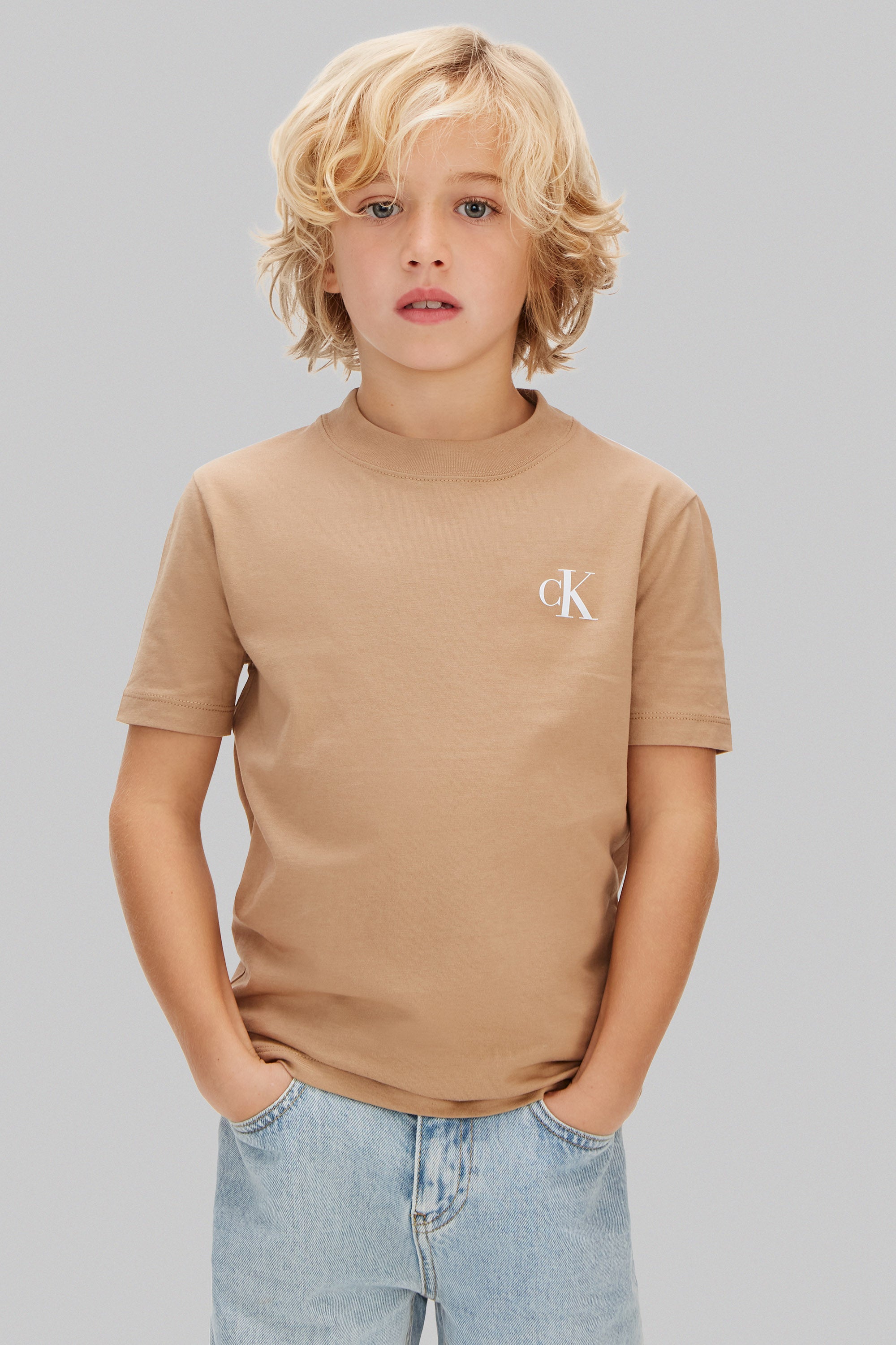 Monogram Doppelpack T-Shirts - Beige + Blue