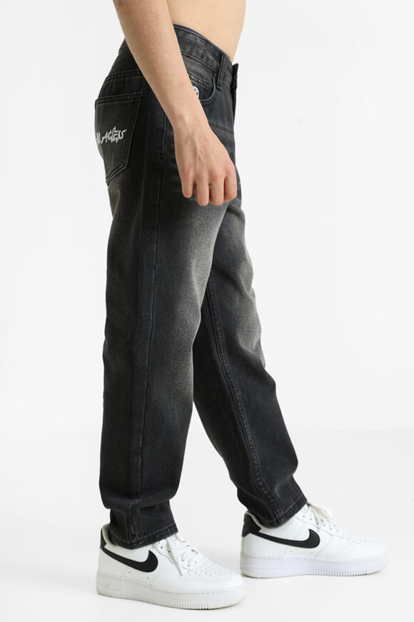Straight Fit Jeans - Used Schwarz