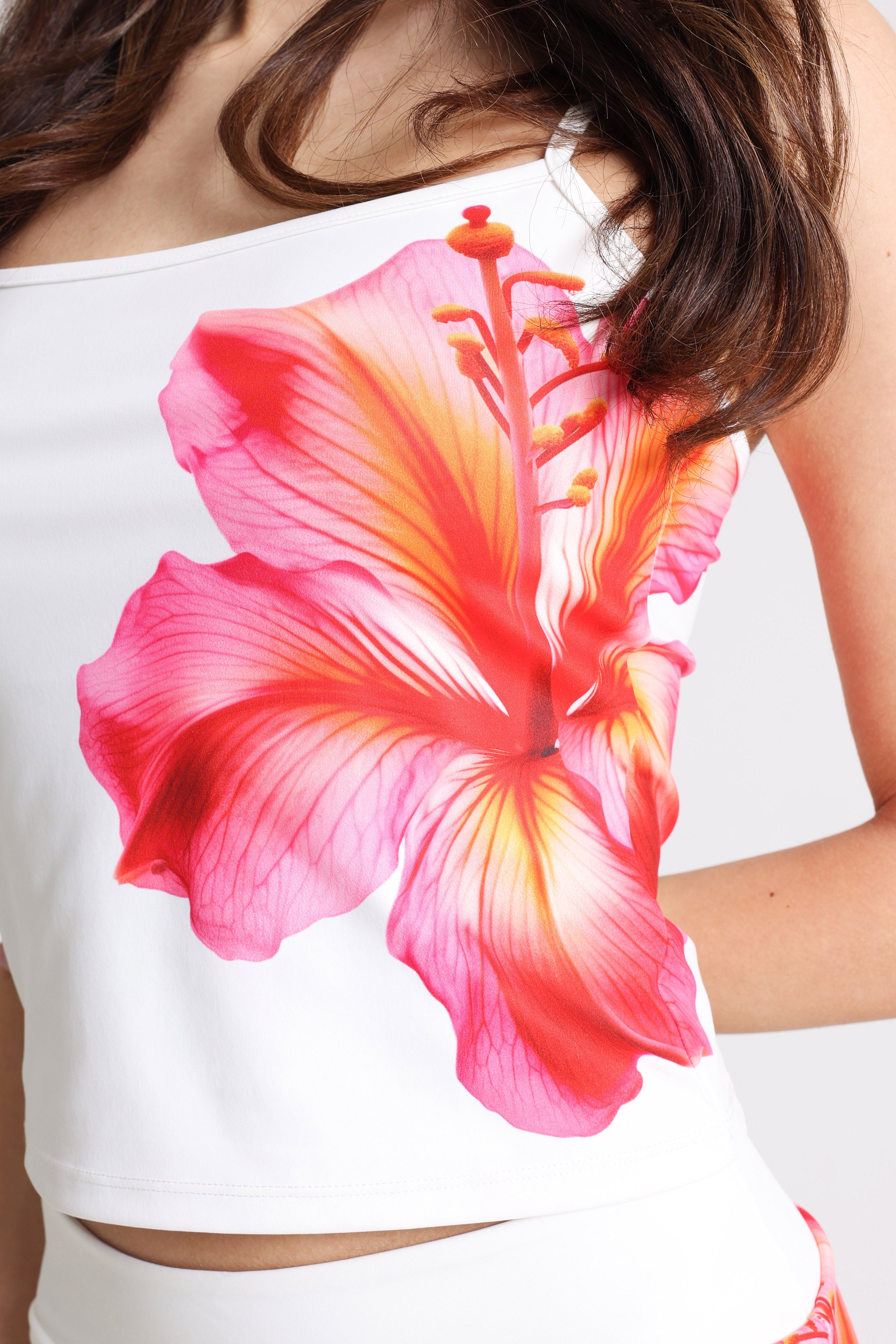 Cropped camisole top - Offwhite + Pink