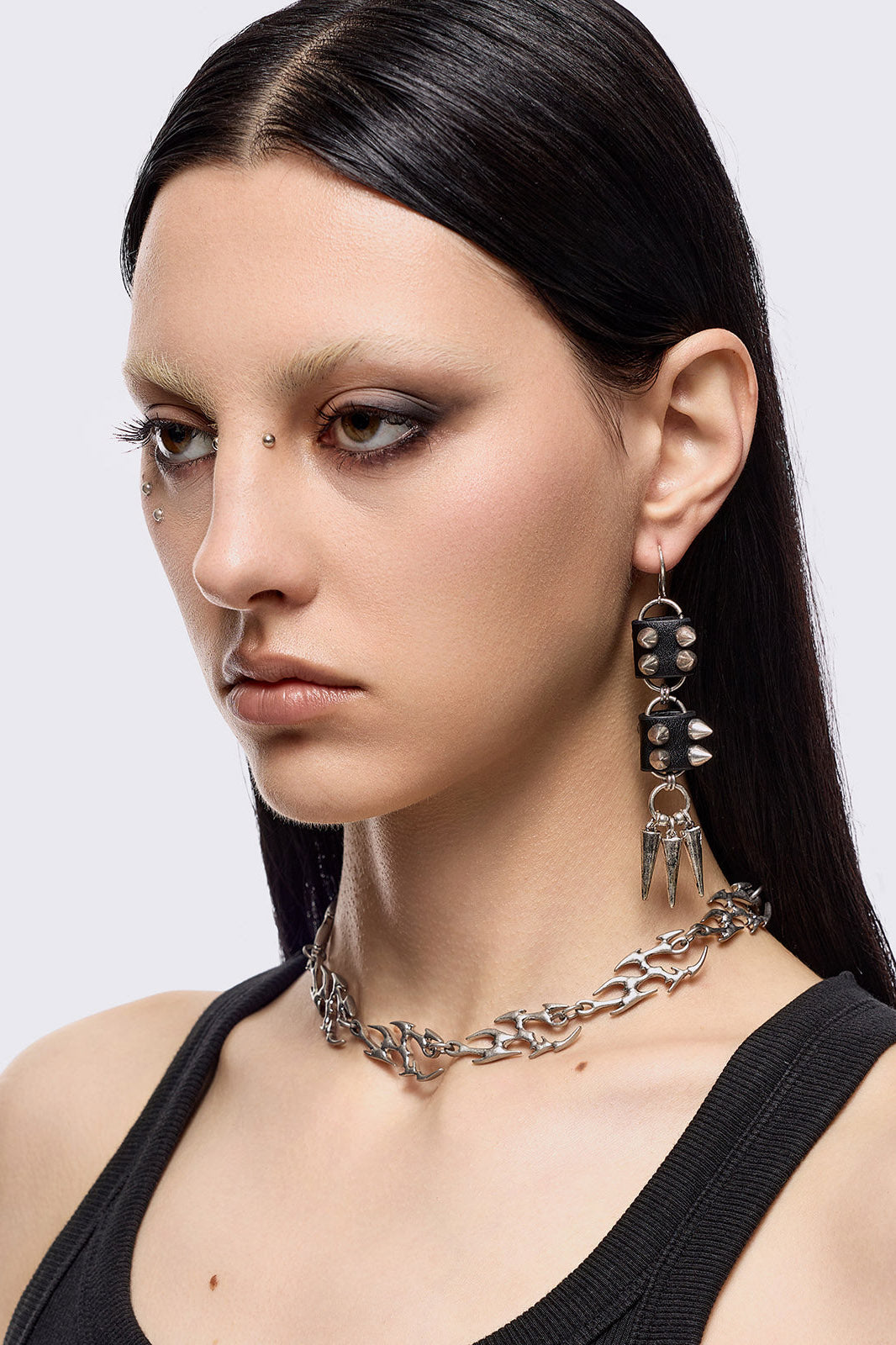 Brat Punk Boucles d'oreilles - Argent oxydé + Noir