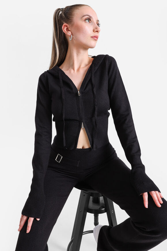 Crop Strickjacke - Schwarz