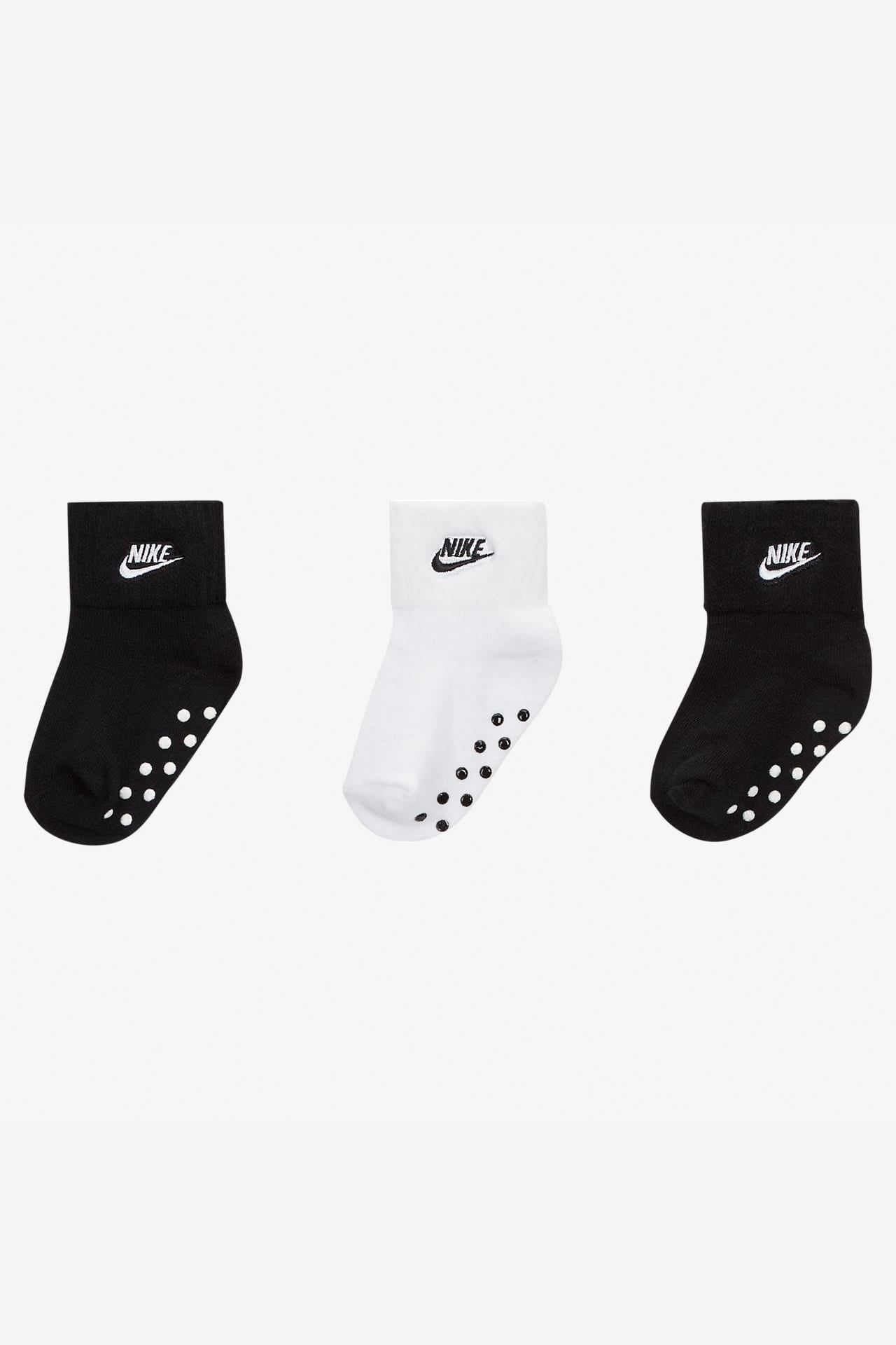 Lot de 3 paires de chaussettes antidérapantes bébé - Noir + Blanc