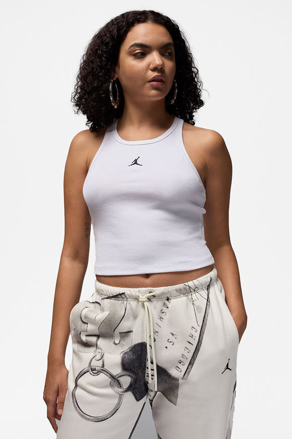 Ribbed crop tank top - White