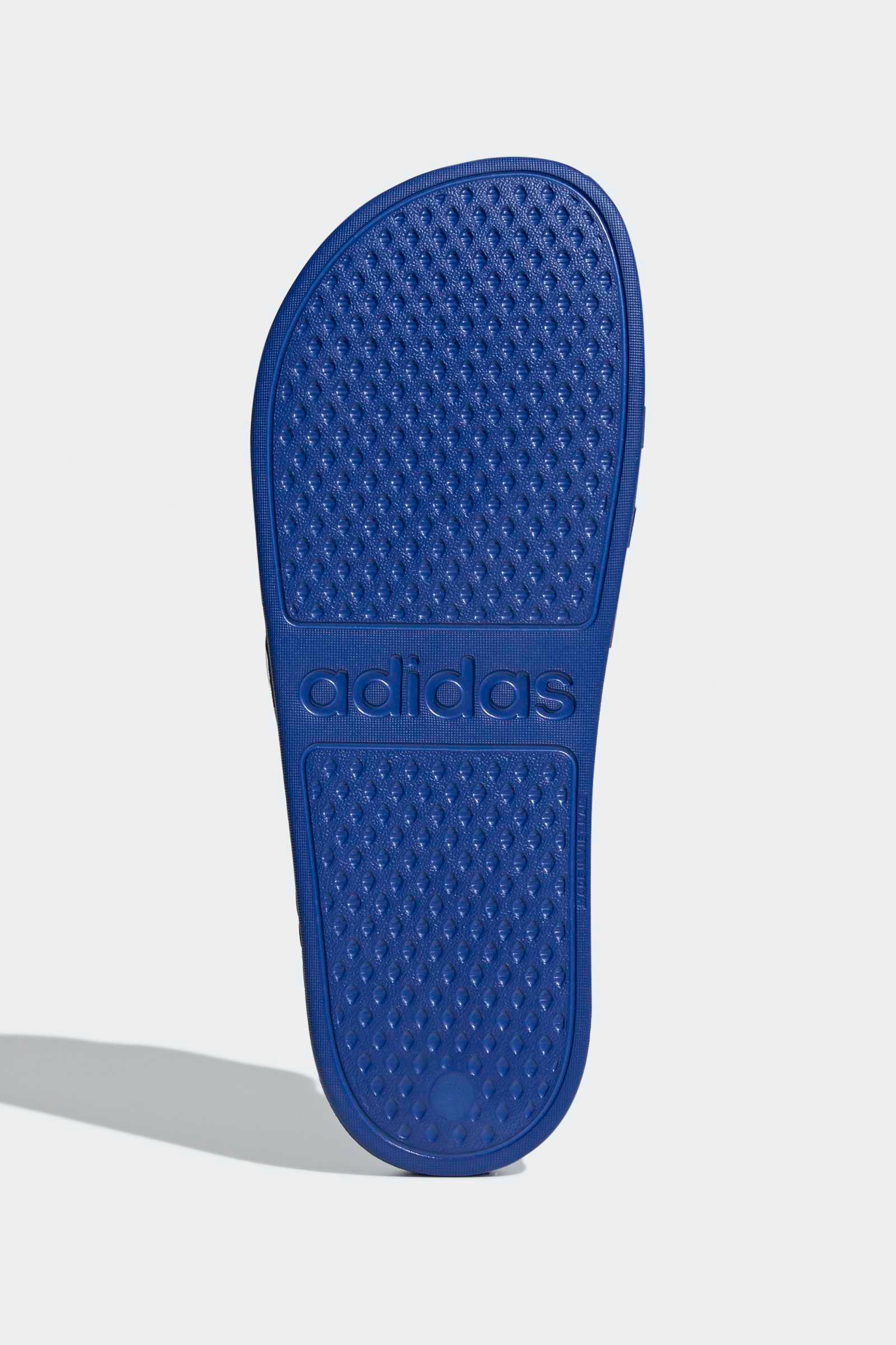 Adilette Aqua Pantoletten - Bold Blue + Green + Footwear White