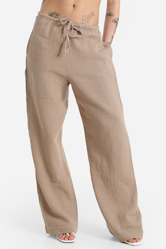 Wide leg muslin trousers - taupe