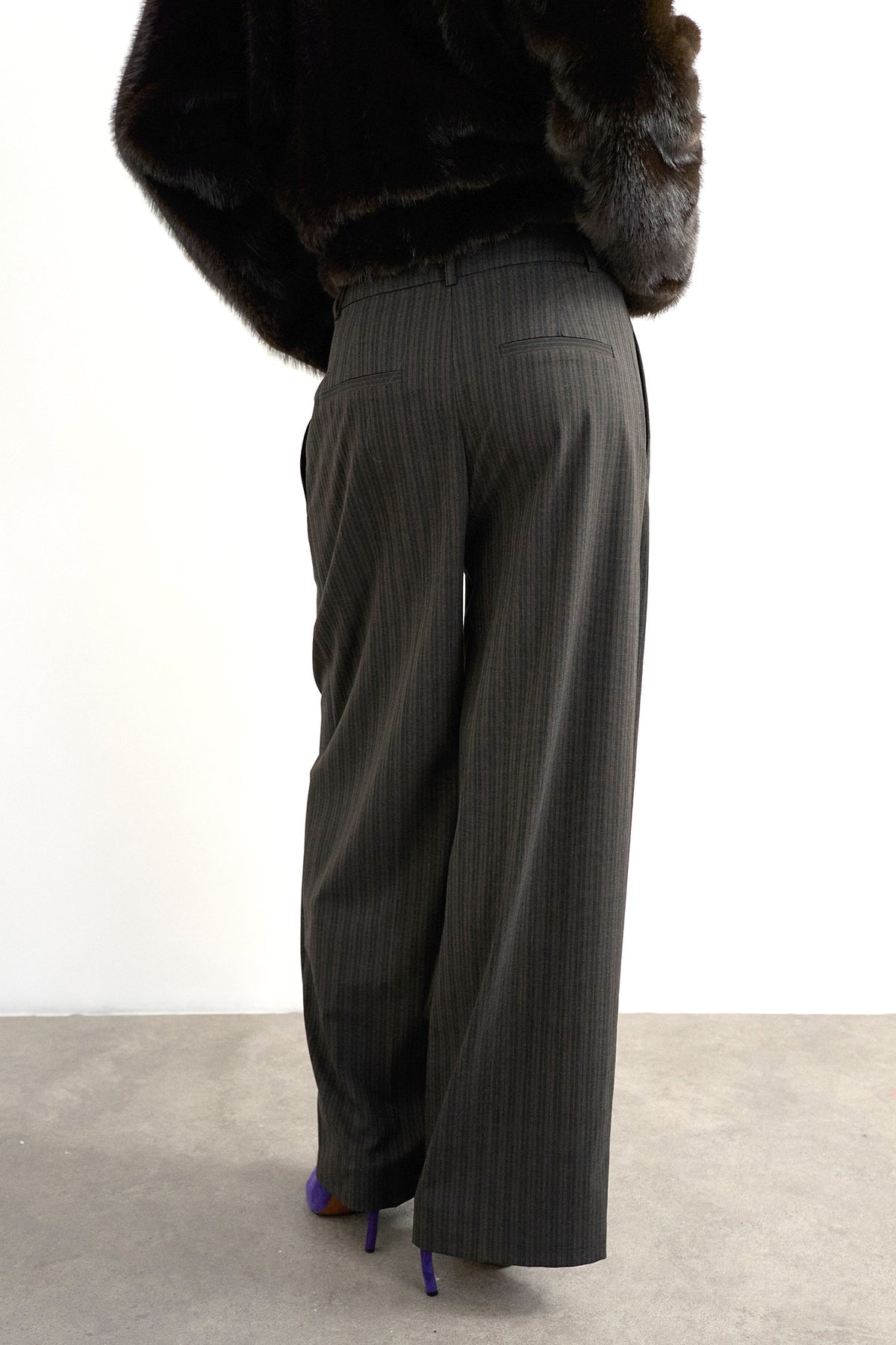 TSTASCHA fabric trousers - Chocolate Brown + Black
