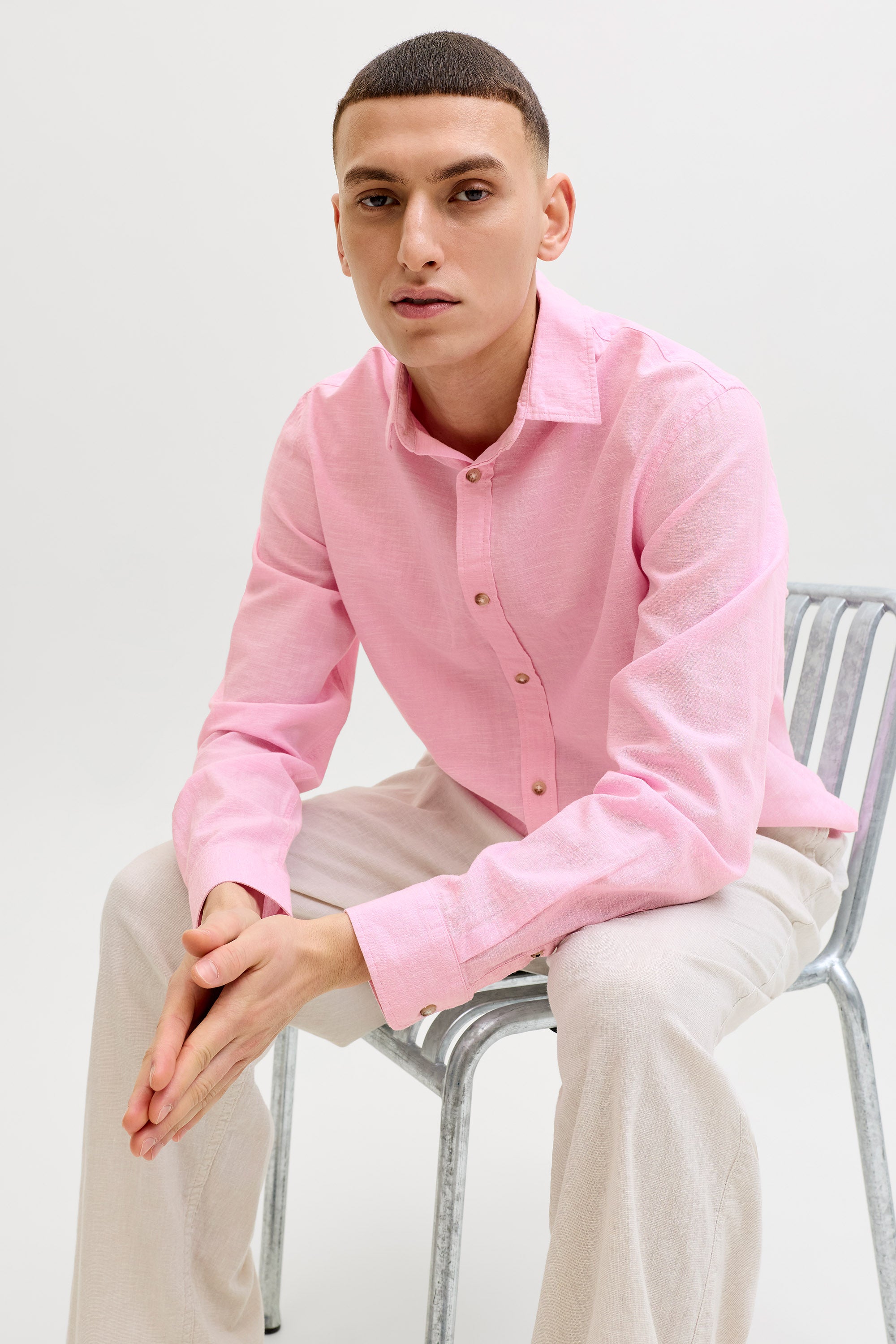 JJESUMMER Leinenhemd - Prism Pink