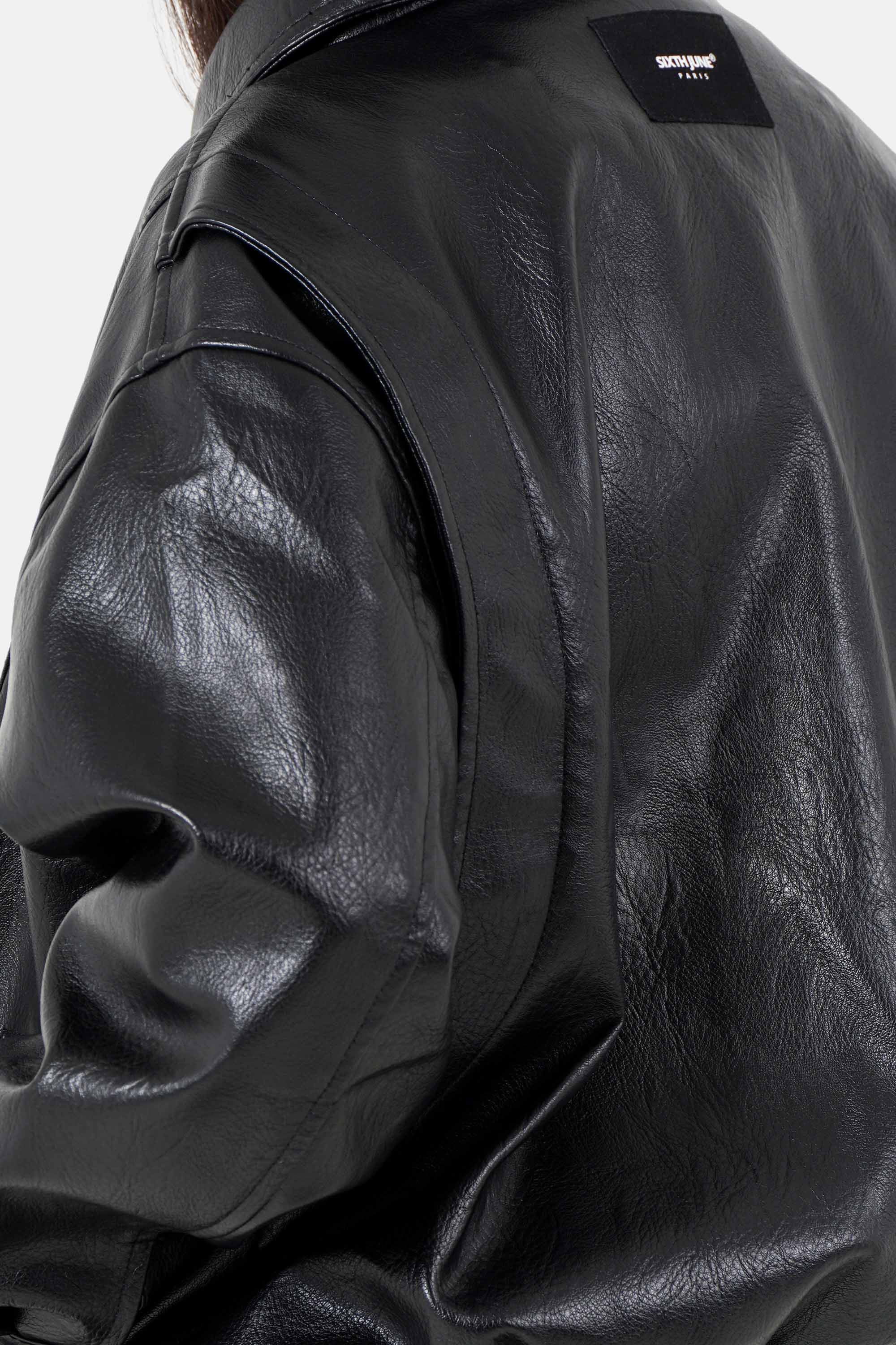 Giacca bomber leggera in ecopelle - Nero