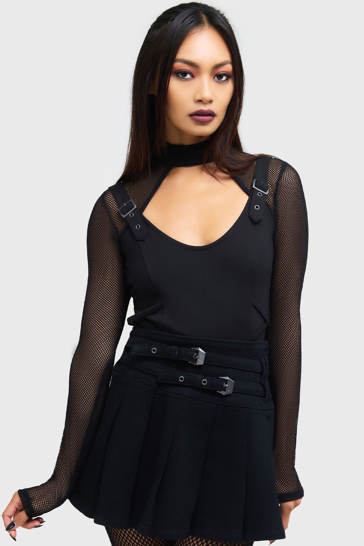 Techtrash long-sleeve cropped shirt - Black