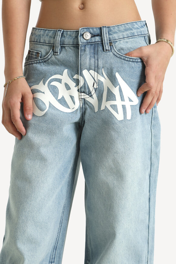 Baggy Fit Jeans - Hellblau Denim
