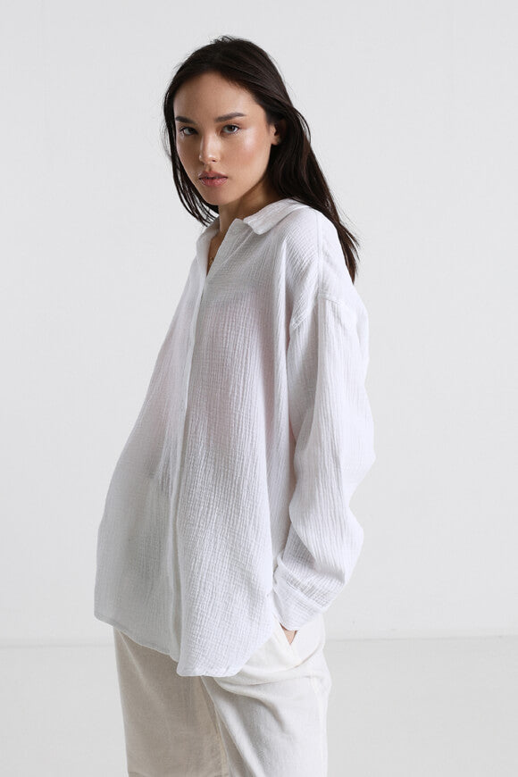 Chemise oversize en mousseline - Blanc
