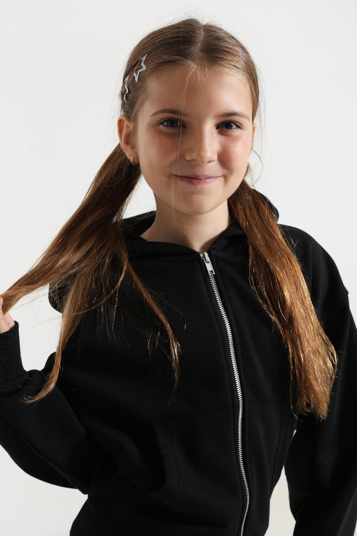 Oversize Kapuzensweatjacke - Schwarz