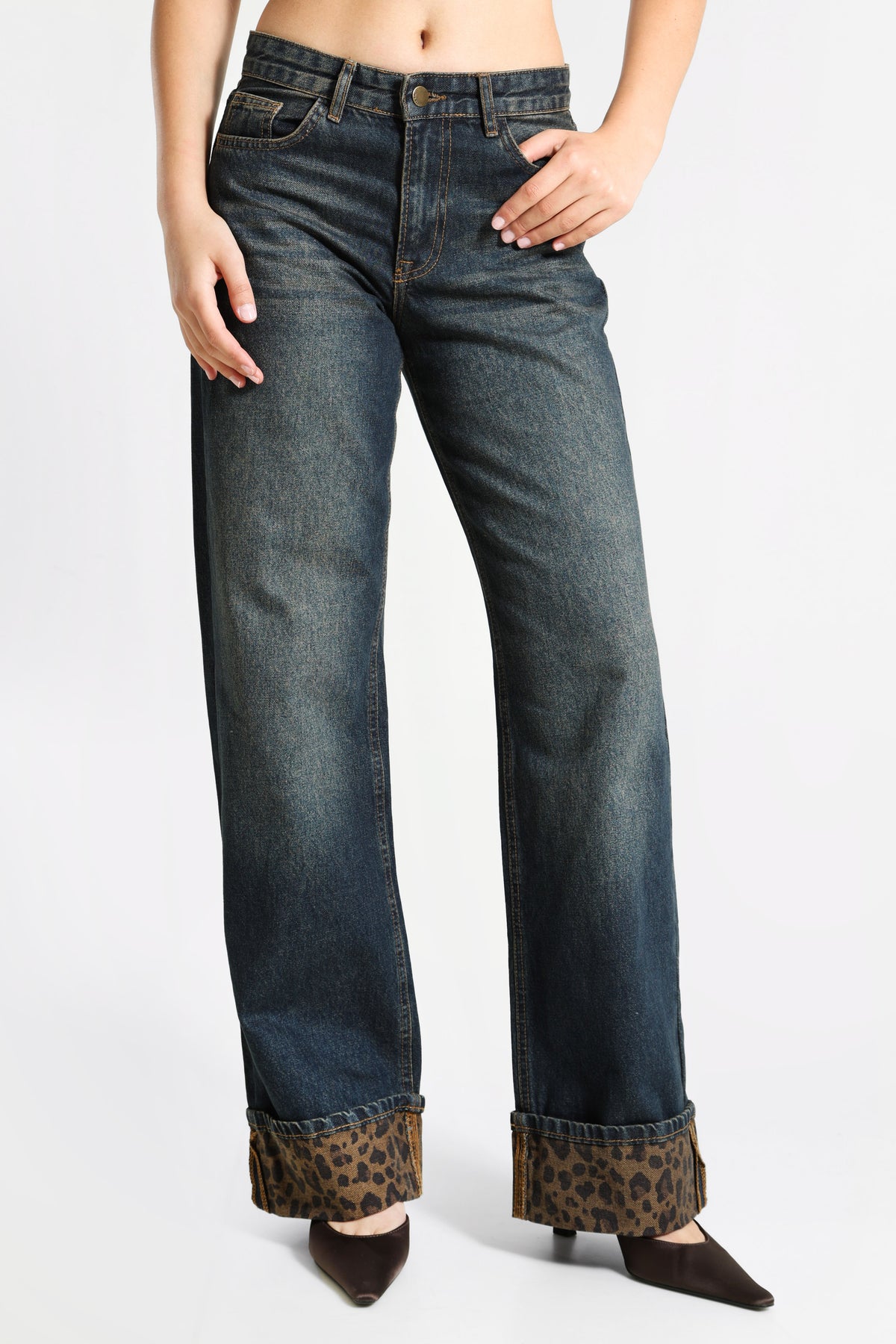 Straight Fit Jeans - Dark Blue Denim + Leo