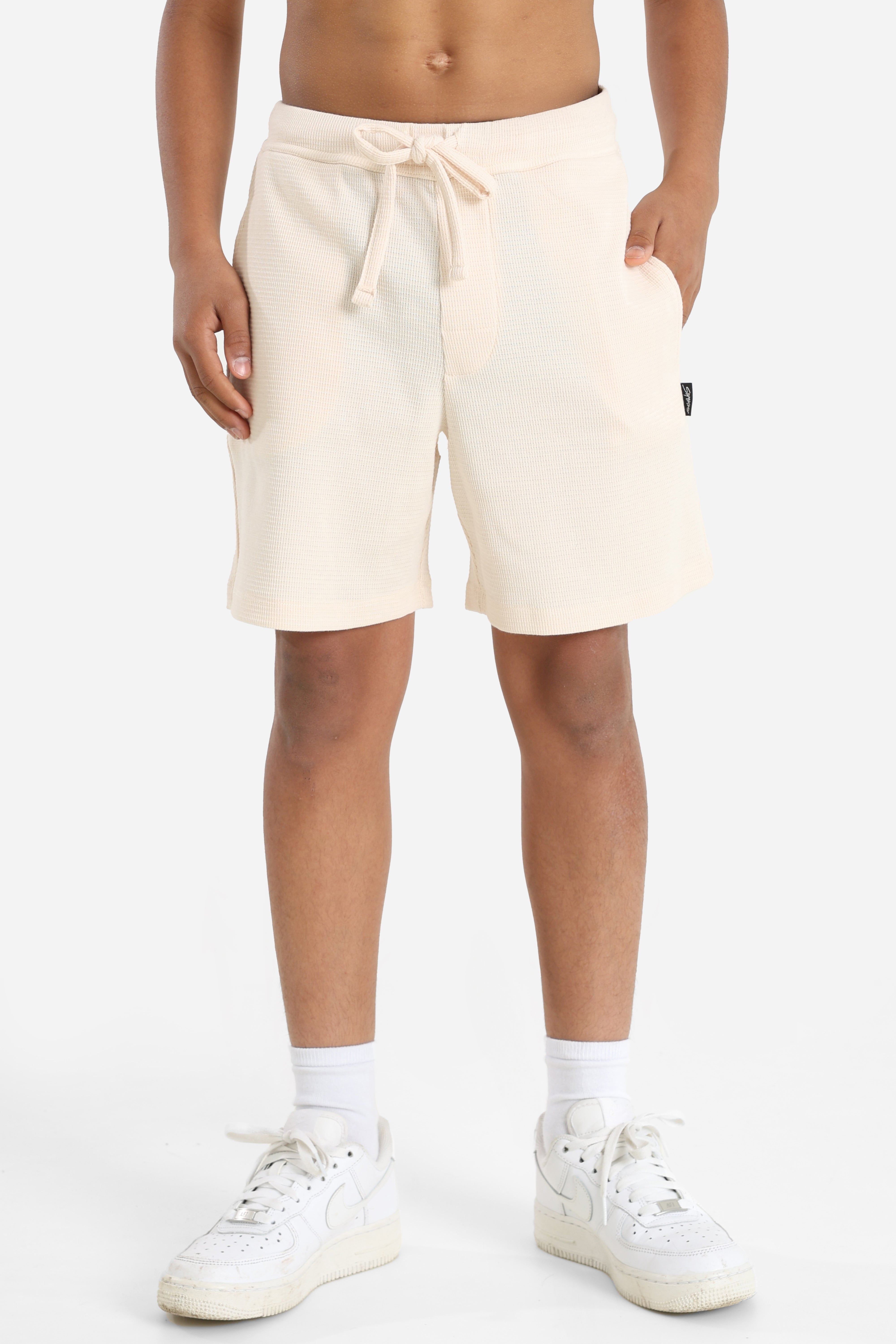 Structured fabric shorts - Cream