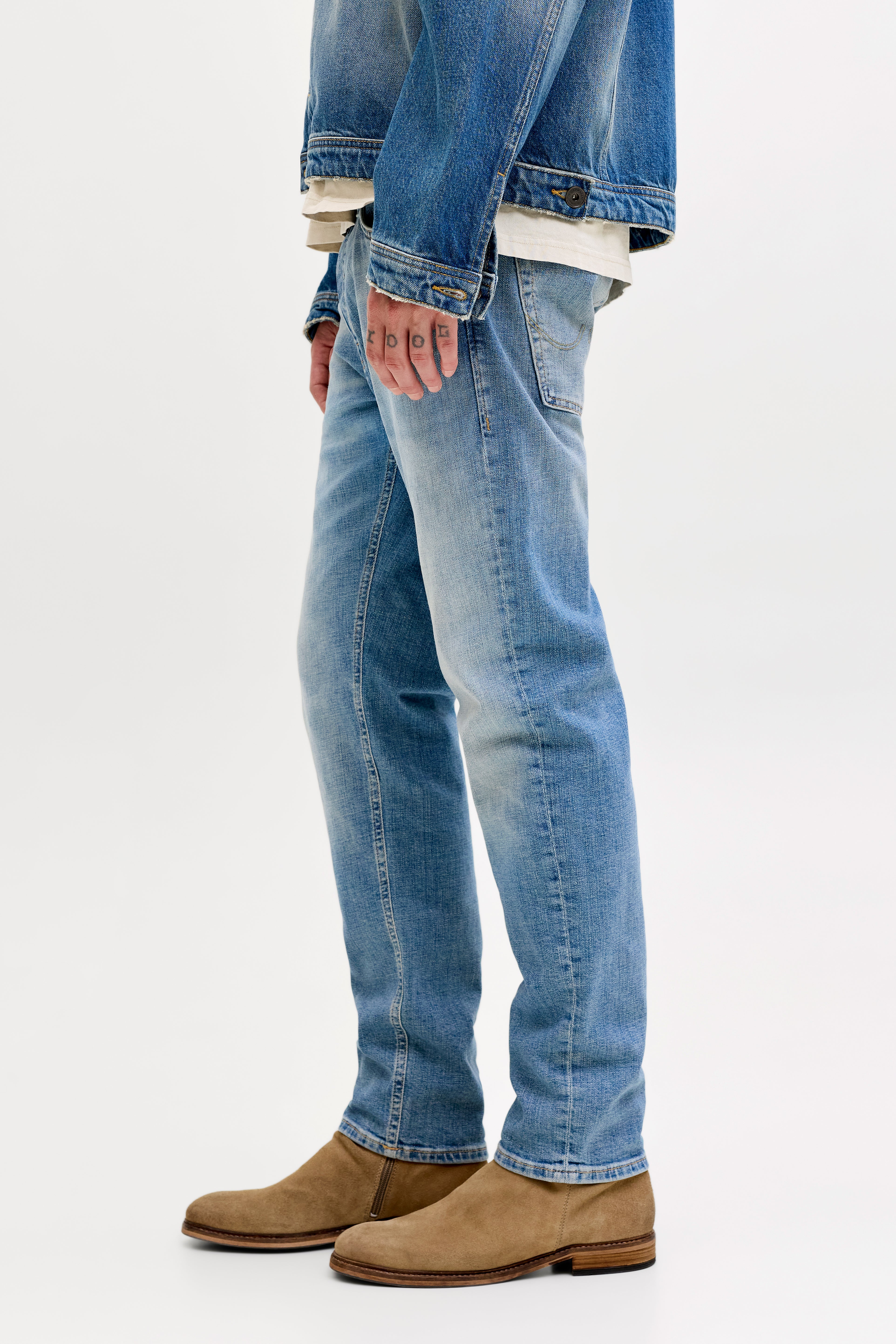 JJIMIKE JJORGINAL Tapered Fit Jeans L32 - Blue Denim