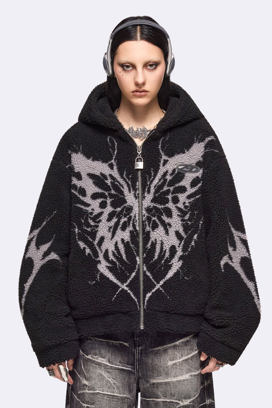 Dark Fly Borg Veste oversize sherpa - Noir
