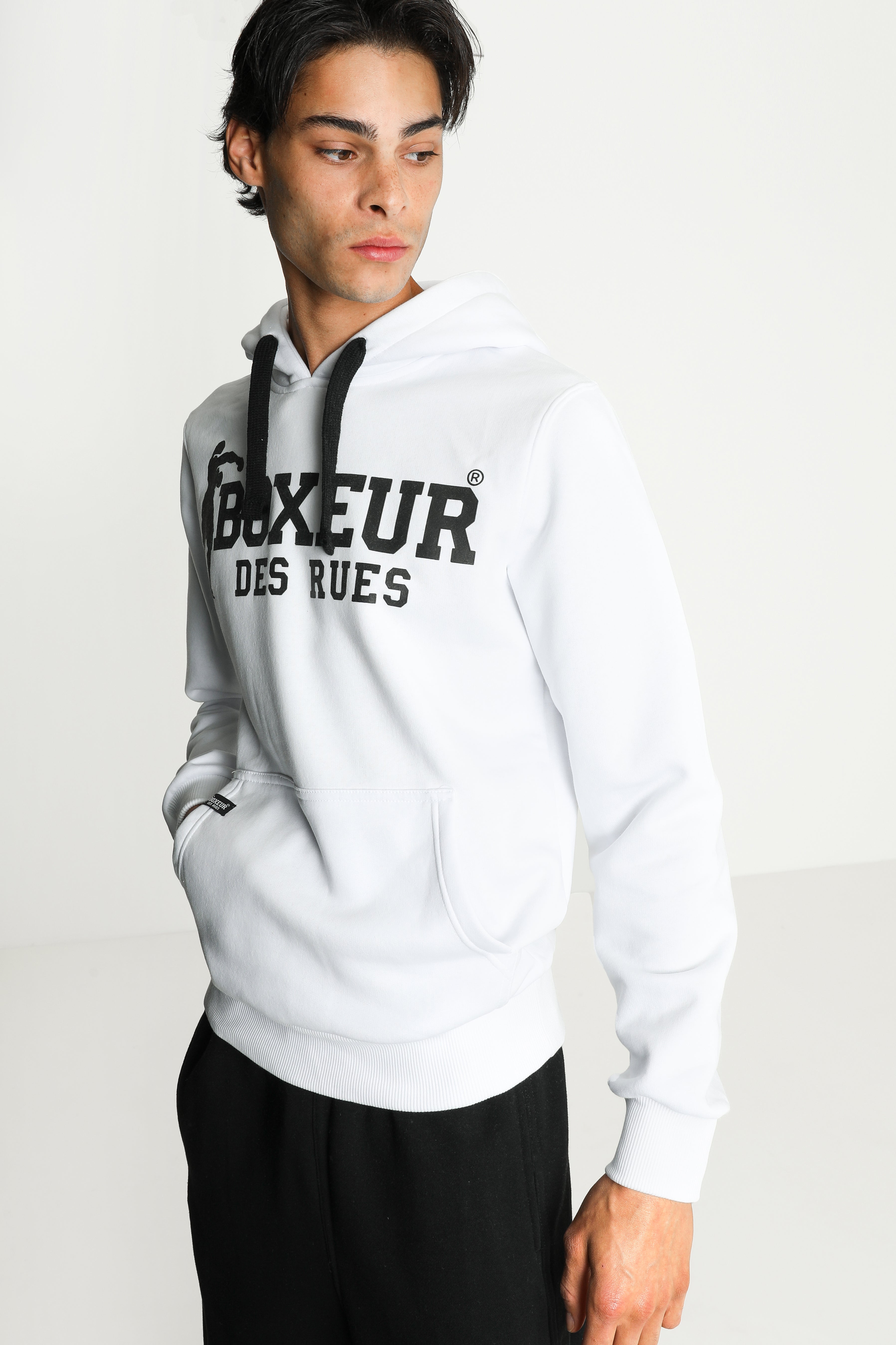 Hooded sweatshirt - White + Black