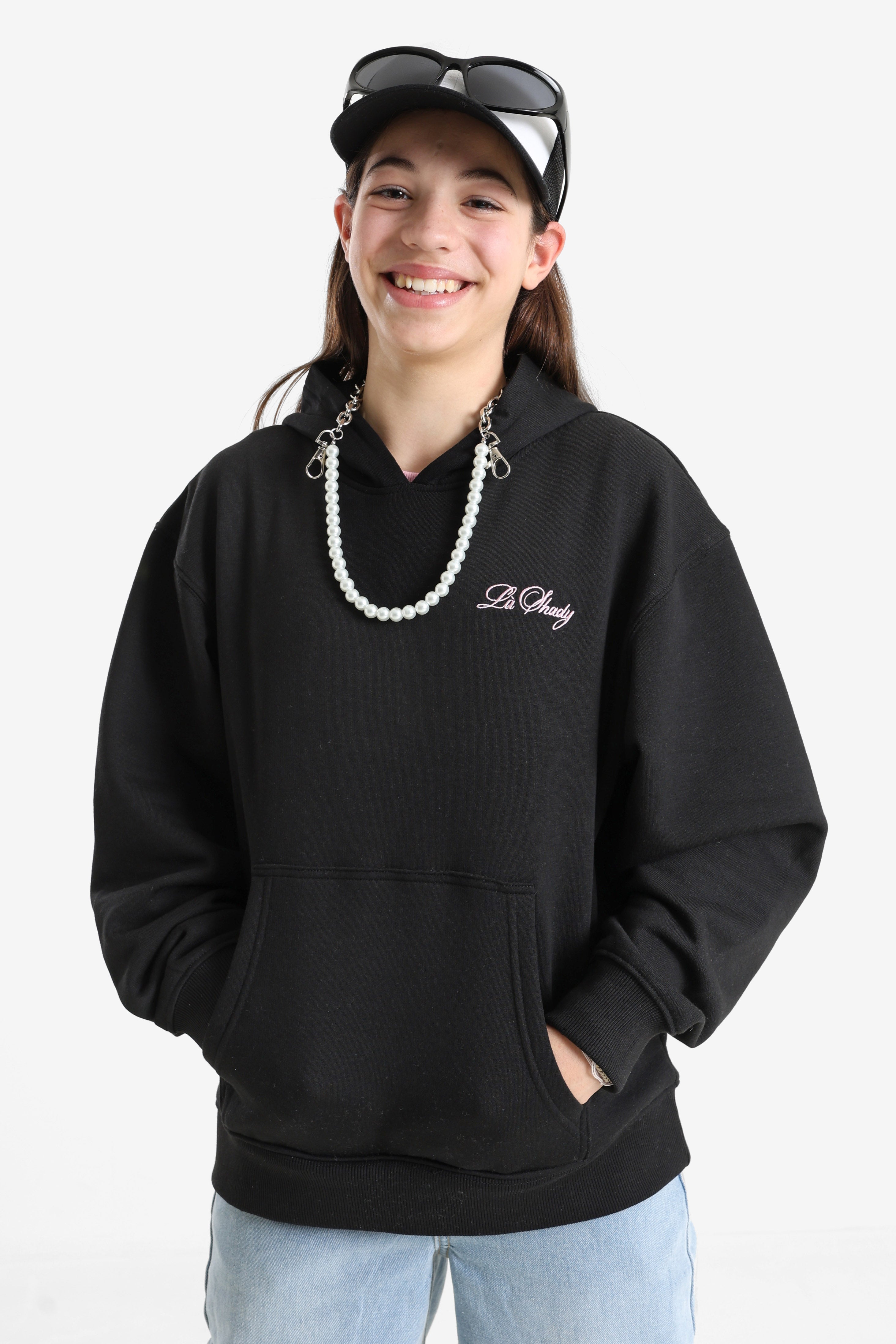 Oversize Kapuzensweatshirt - Schwarz